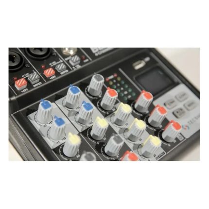 Consola de Mezcla Analogica Tecshow Black II 4, 2 Canales Mono y 1 Estereo, USB, Bluetooth - Image 4