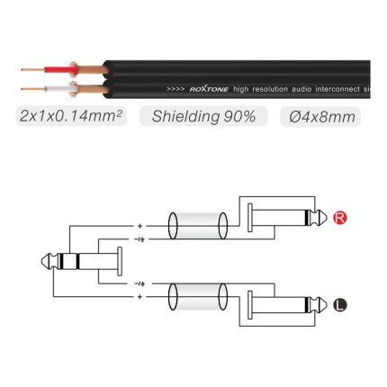 Cable Roxtone RAYC100L2 Plug Macho 6.3 St A 2 Plug Macho 6.3 Mn 2 Metros - Image 2