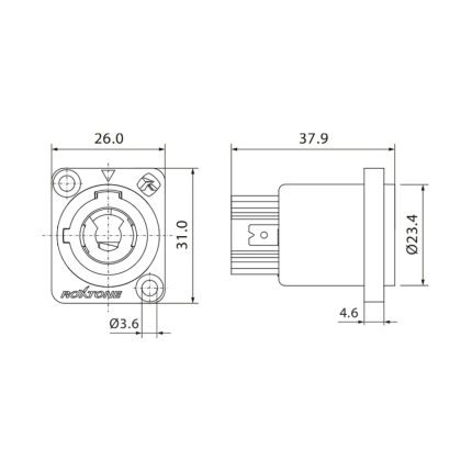 Ficha Chasis Powercon Azul Hembra (In) Roxtone Rac3mpi - Image 2