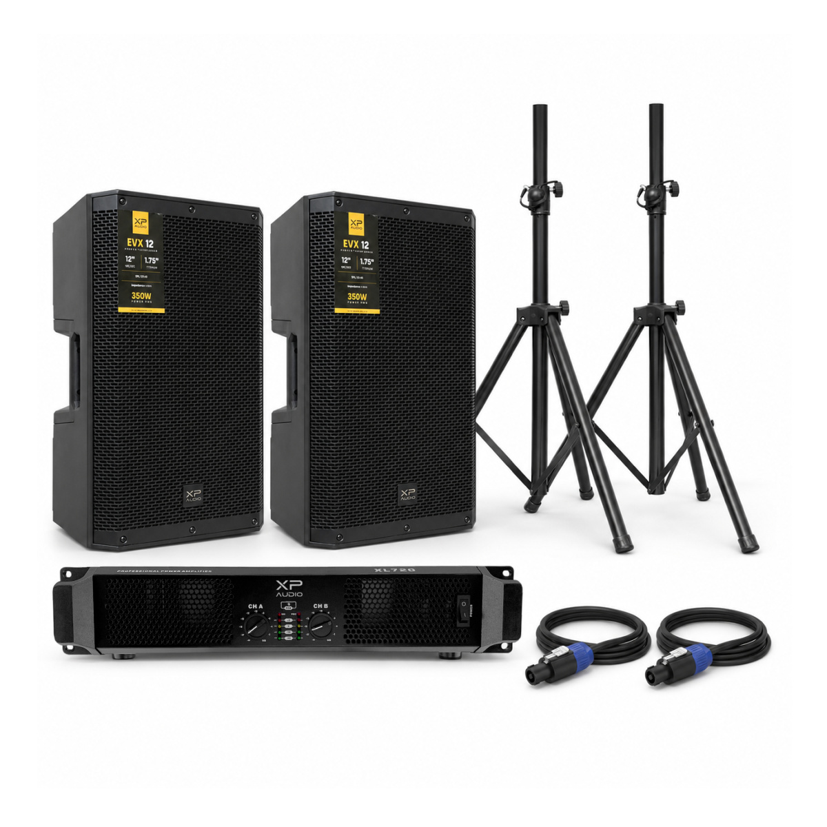 68799_4.jpg Combo Sonido XP Audio EVX12 x2 + Potencia XL720 + Soportes SP88B + Cables Speakon - Image 1
