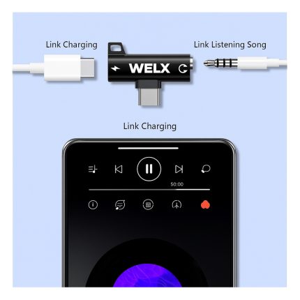 Adaptador USB-C a Audio 3.5 mm y Carga 100W WELX C2 - Imagen 3