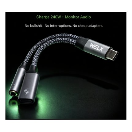 Adaptador USB-C a Audio 3.5 mm y Carga 240W WELX C3 Splitter - Imagen 3